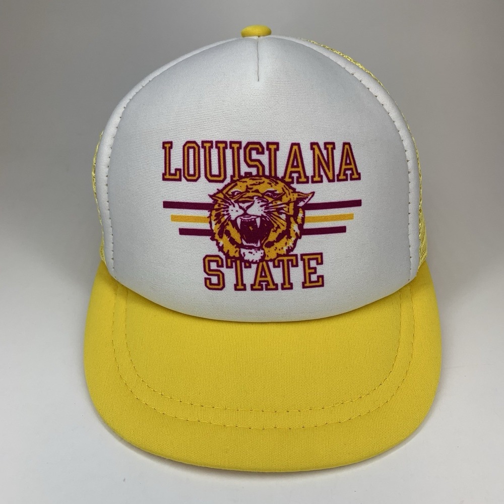 Louisiana State Hat JR BOYS Yellow Mesh Snap Designer Award Trucker Cap Vintage